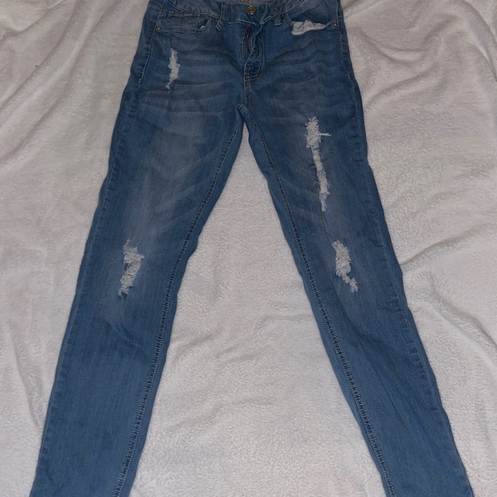 Refuge Medium Wash Distressed Skinny Jeans